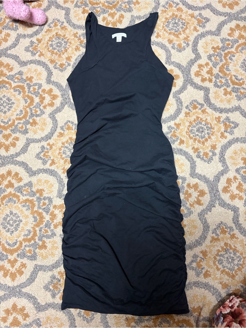 Kookai black sleeveless ruched mini dress